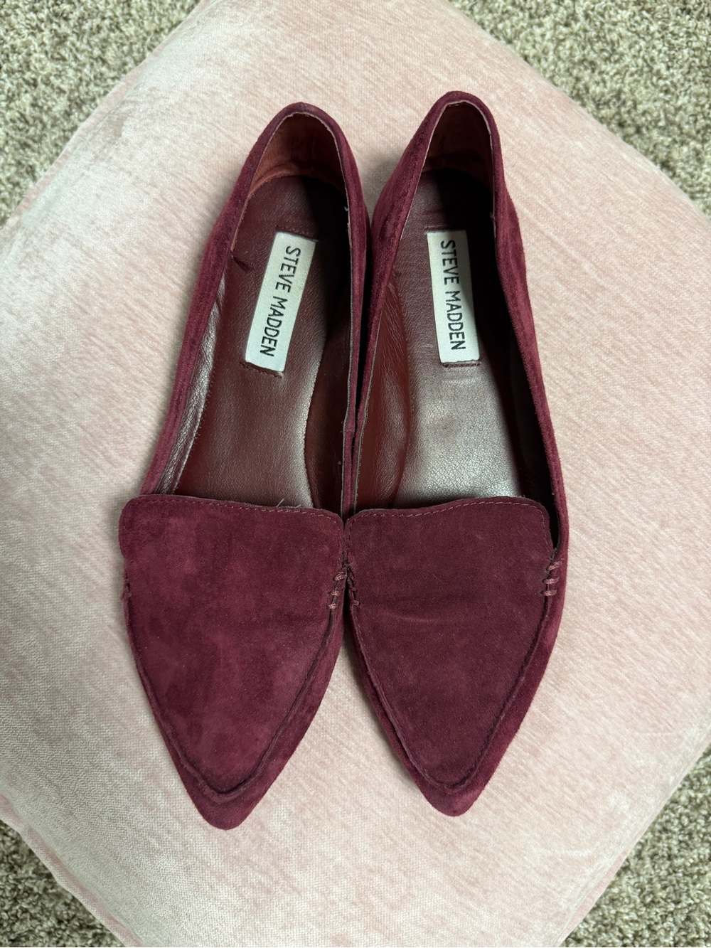 Steve Madden Burgundy Suede Pointed Toe Flats 6.5